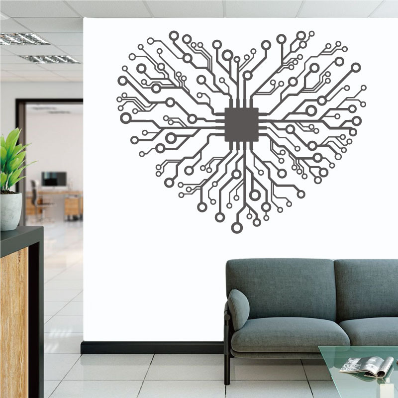 Tech Office Wall Decor - Love Chip Tech Company офис виниловая