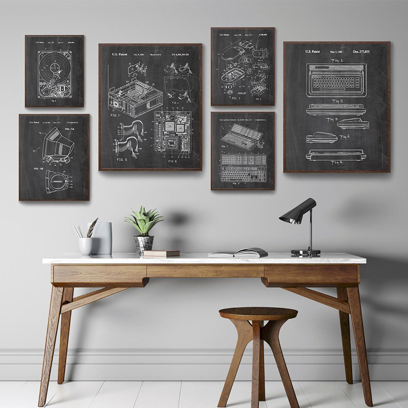 Набор из 6 винтажных постеров  – обзор и цена Tech Office Wall Decor